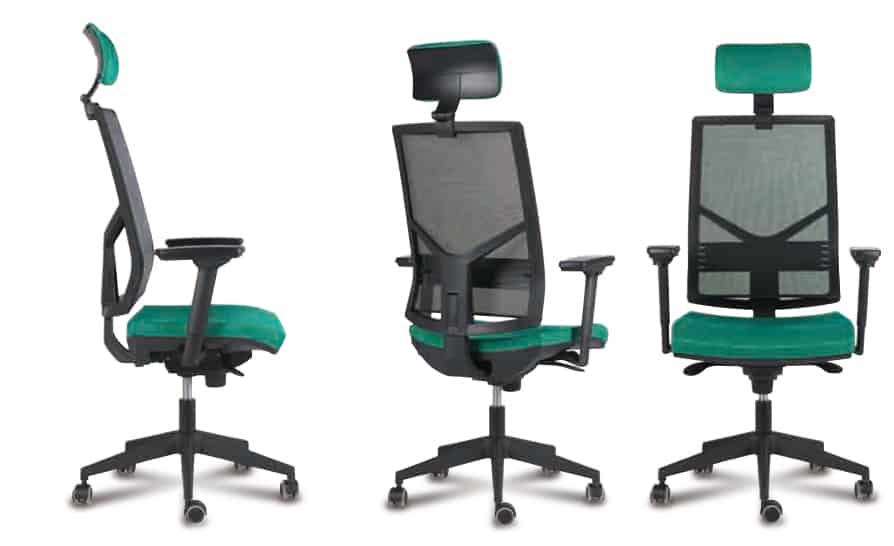 ZOE. sillon ergonomico respaldo malla con cabecero